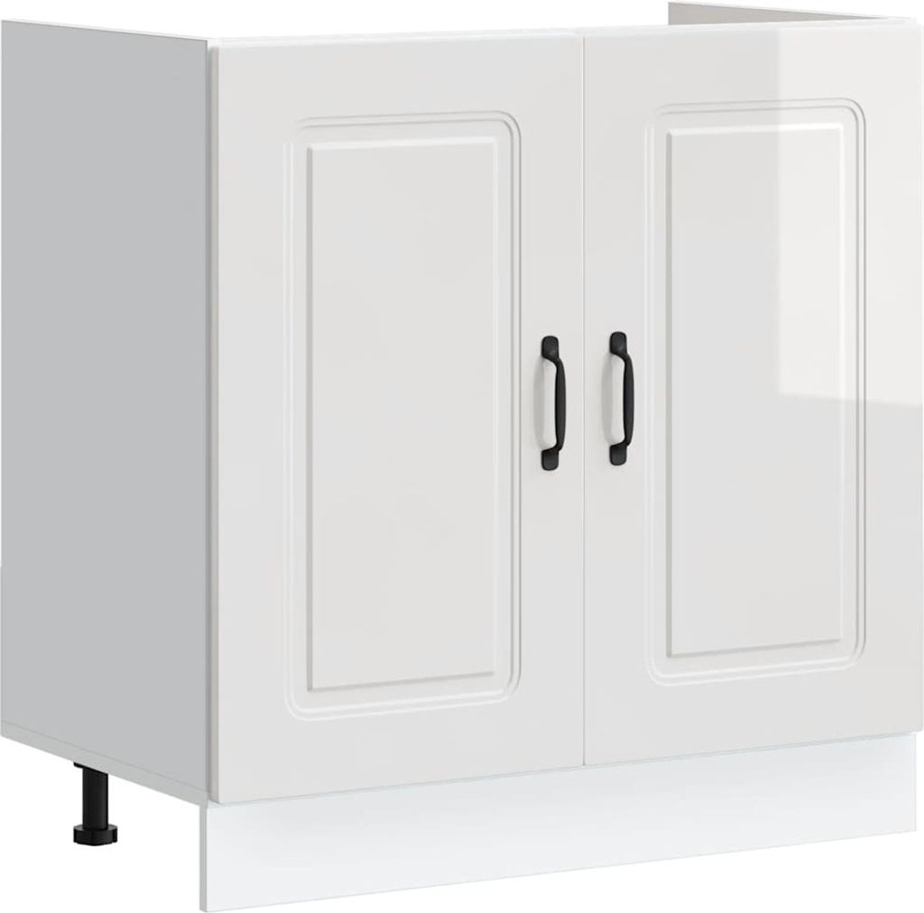 vidaXL Spülenunterschrank Kalmar Hochglanz-Weiß 80x46x81,5 cm