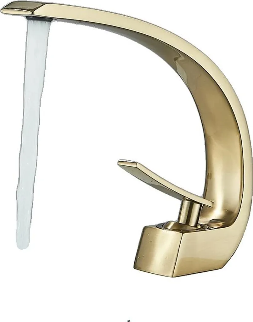 Rubinetto per lavabo, a soffitto, monocomando, oro spazzolato