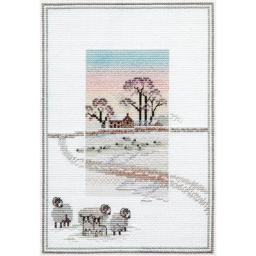 Bothy Threads Kreuzstich-Set "Nebliger Vormittag – Schneebedeckte Schafe", 25x17.2cm, DWMM6, Zählmuster