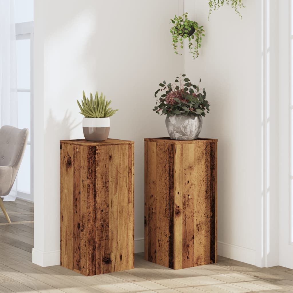 Möbel Pflanzenständer 2 Stk. Altholz-Optik 30x30x70 cm Holzwerkstoff - Beete 852931