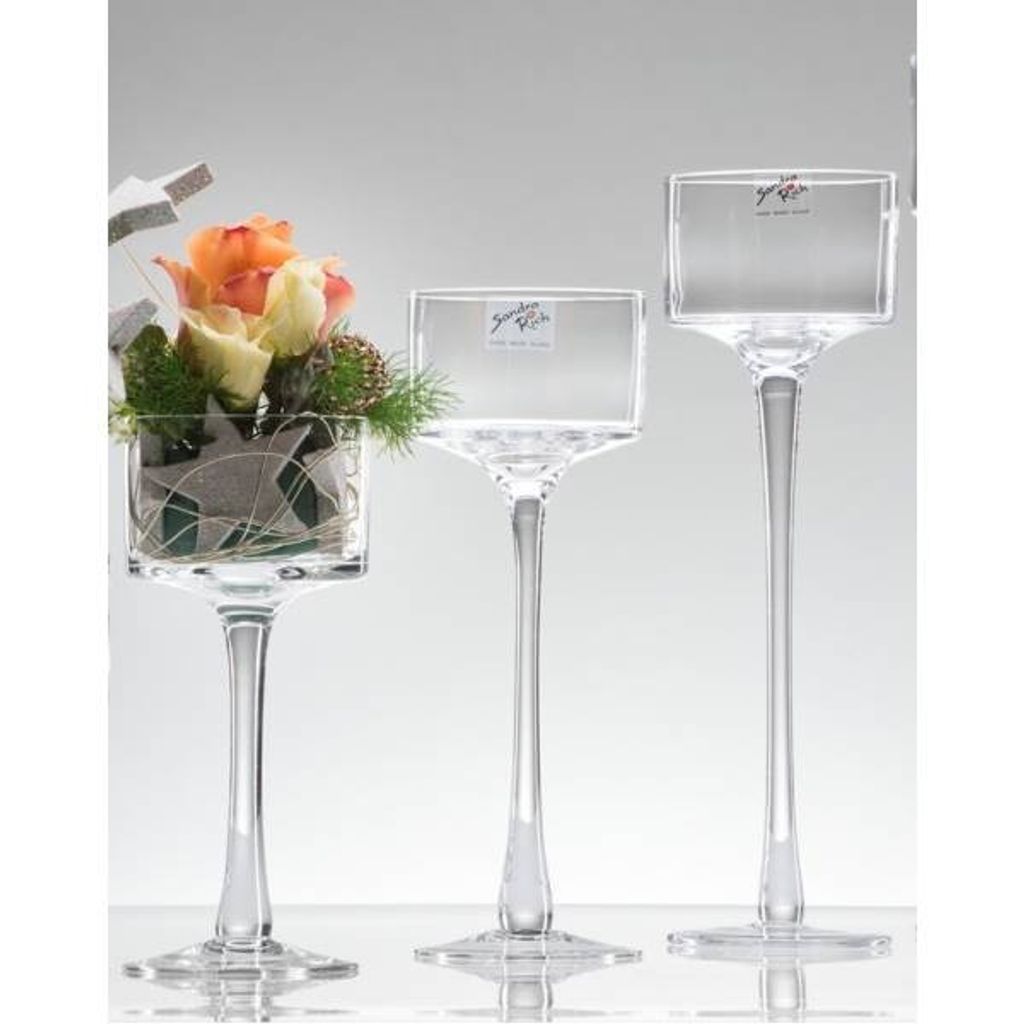 Teelichthalter auf Fuß Glas H 30cm Ø 9cm rund Sandra Rich Kerzenhalter 