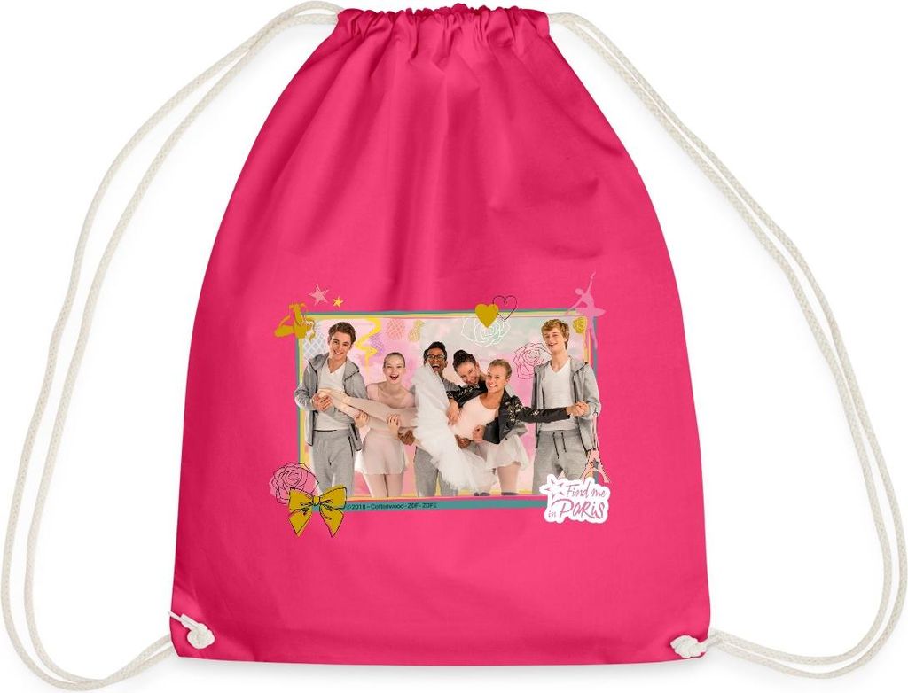Spreadshirt Find me in Paris Charaktere Turnbeutel, One size, Fuchsia