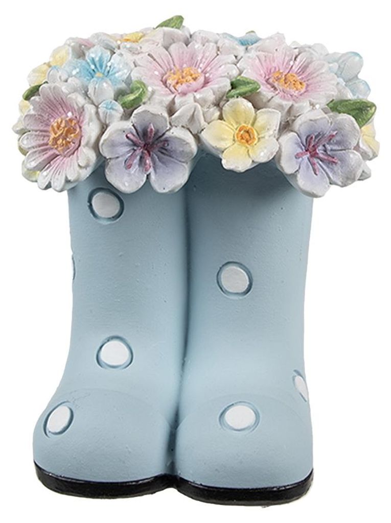 Clayre & Eef Dekorationsfigur Stiefel 10x10x12 cm Blau Kunststoff