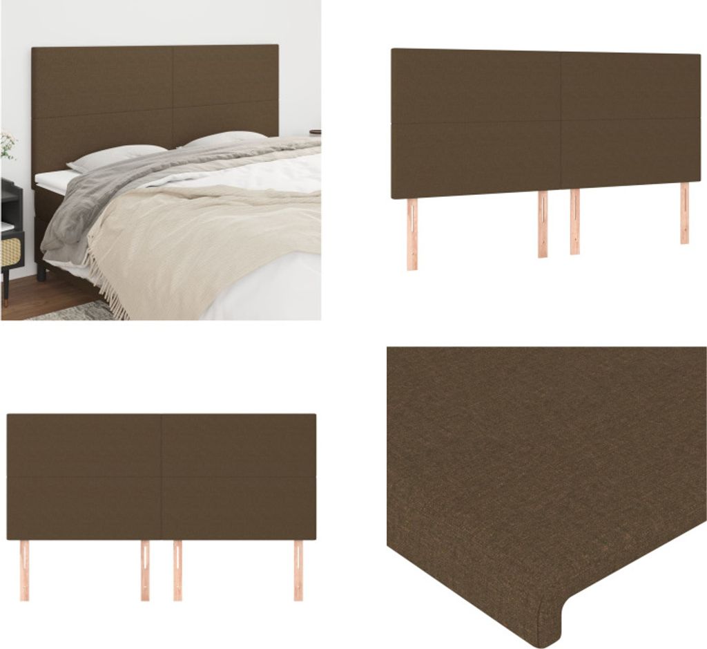 vidaXL Kopfteile 4 Stk. Dunkelbraun 100x5x78/88 cm Stoff - Kopfteil - Kopfteile - Bett-Kopfteil - Bettkopfteil