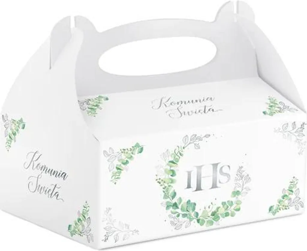 Boîte de Transport Gâteau Argentée Eucalyptus iHS pour Fêtes et Mariage