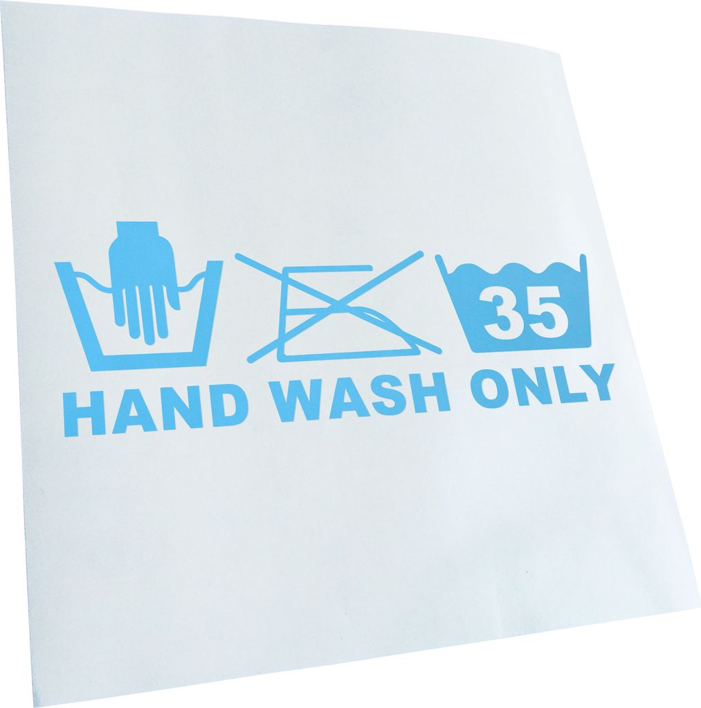Kiwistar - Autoaufkleber - Hand Wash Only - Lichtblau - 60x21cm - Aufkleber für Auto, Laptop, Fahrrad, LKW, Motorrad mehrfarbig JDM Decal Racing