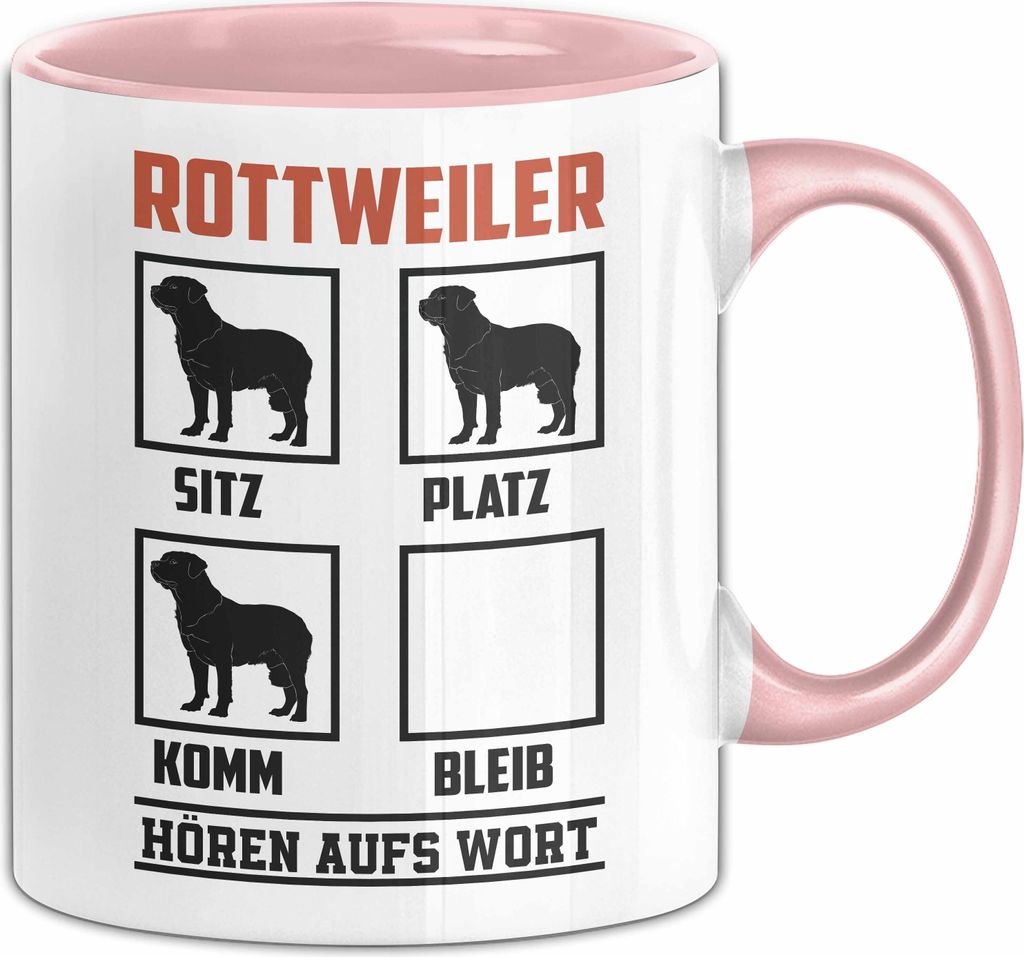 Rottweiler Hören Aufs Wort Tasse Geschenk Rottweiler Besitzer Mama Becher (Rosa)