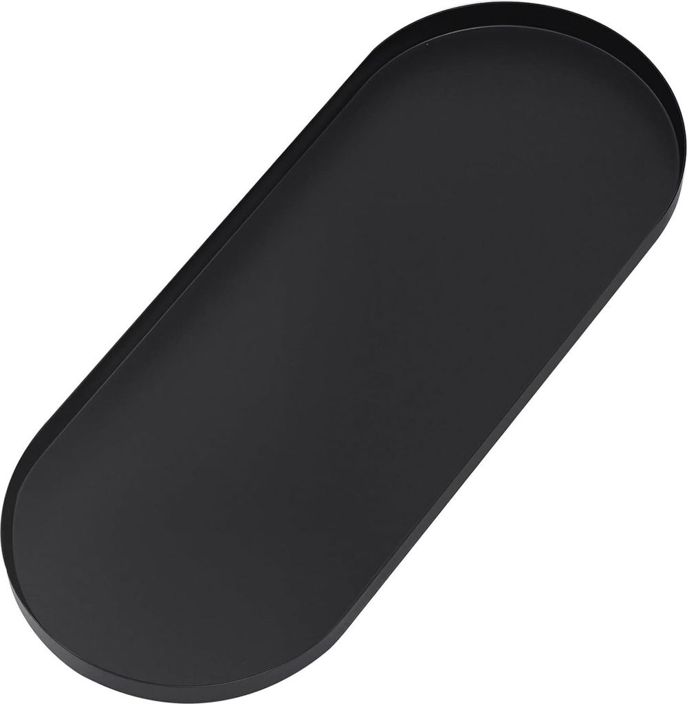 Tablett Schwarz Deko Extra groß 38 x 15 cm, Edelstahl Produktbild 