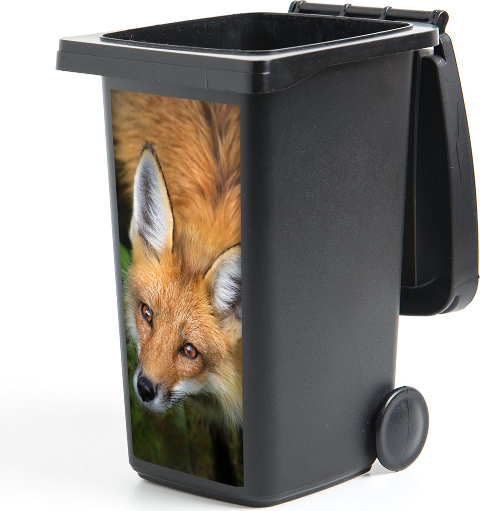 MuchoWow Mülltonnenaufkleber Fuchs - Grün - Orange 38x80 cm - Behälteraufkleber - Mülleimer-Aufkleber - Container-Aufkleber