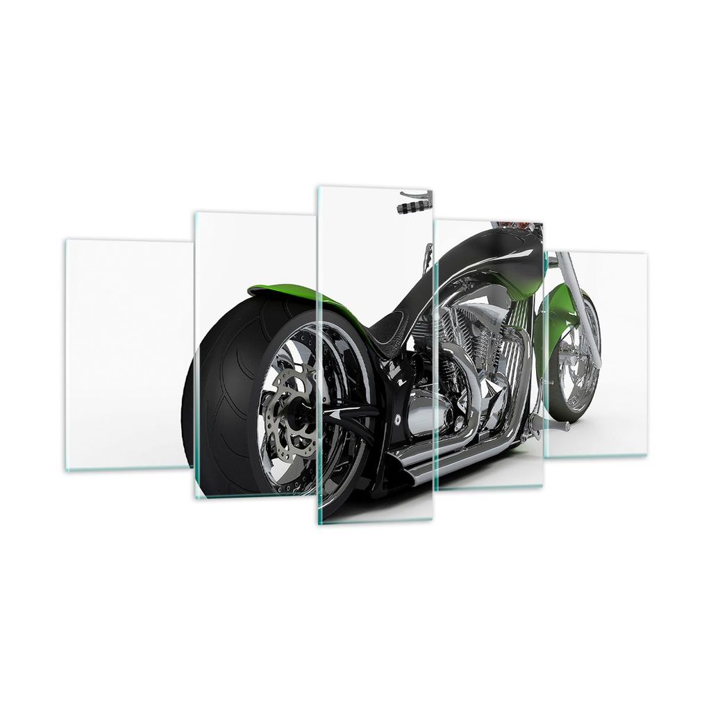 Bilder auf glas - Motorrad Chrom Schlauch Reise - 160x85cm - Glasbilder - Wandbilder - Kunstdruck - zum Aufhängen bereit - Wanddekoration aus Glas...