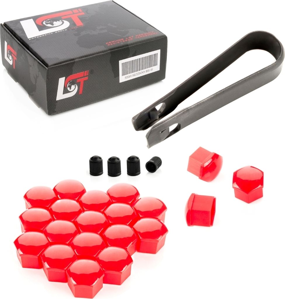 20x Radschrauben Kappen 17mm rot Glanz für JEEP CHEVROLET CHRYSLER FORD ROVER