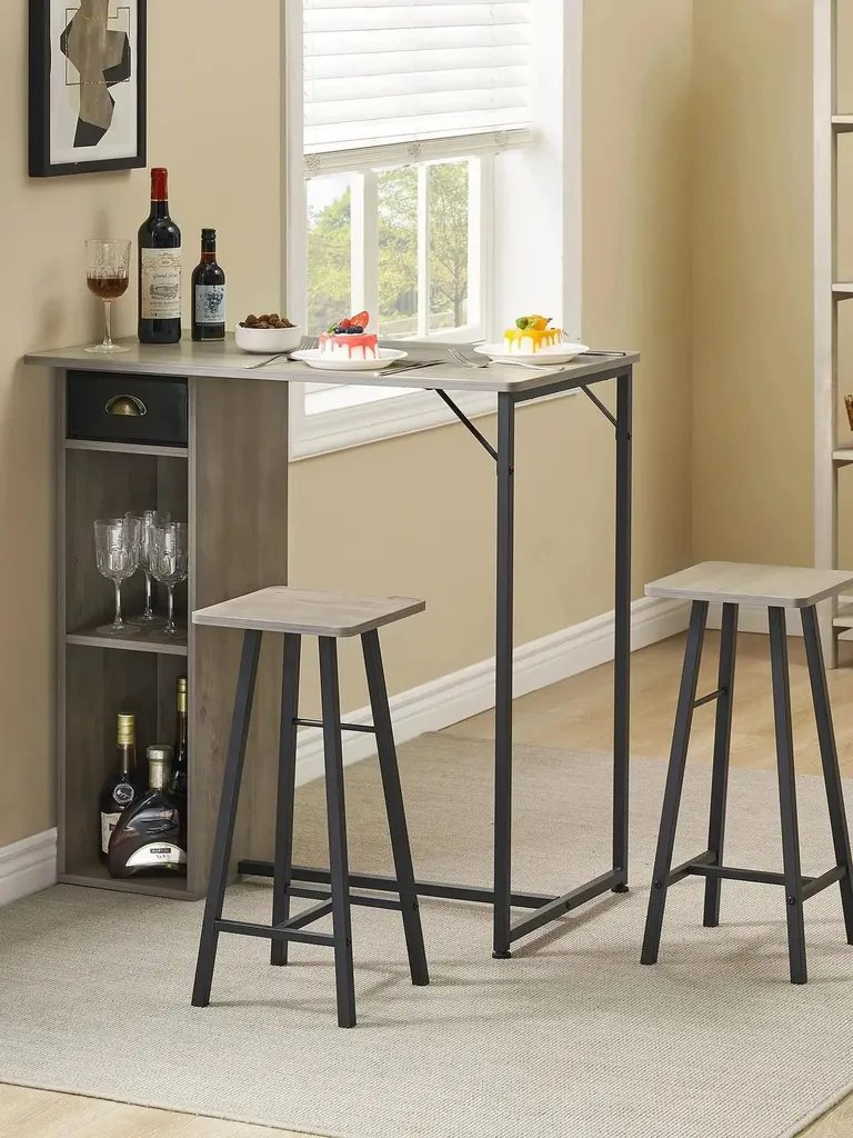 Table de bar robuste avec tabourets : finissez-en avec le manque de place - 3