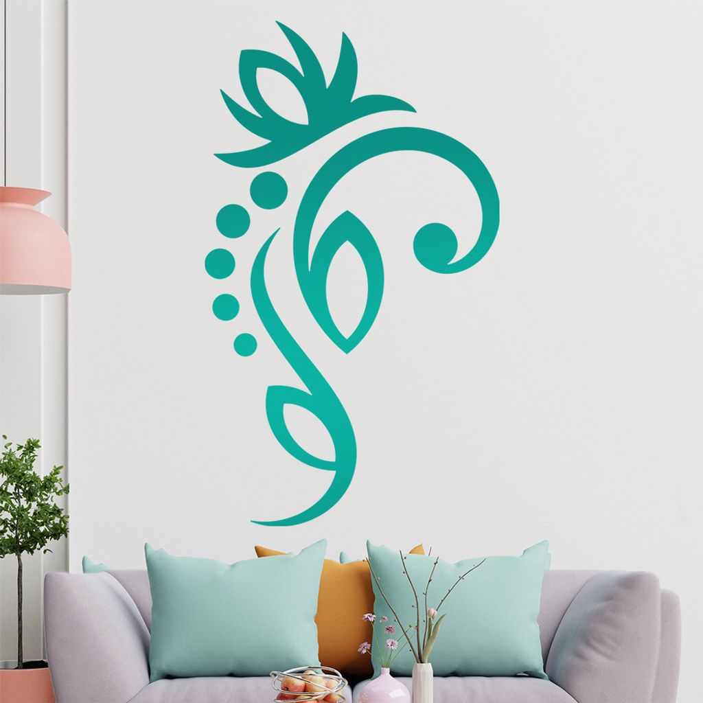 Blume - Linien Punkte Wandtattoo in 6 Größen - Wandaufkleber Wall Sticker - Dekoration, Küche, Wohnzimmer, Schlafzimmer, Badezimmer