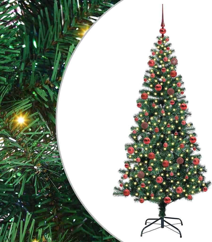 vidaXL Künstlicher vorbeleuchteter Weihnachtsbaum Grün 180 cm