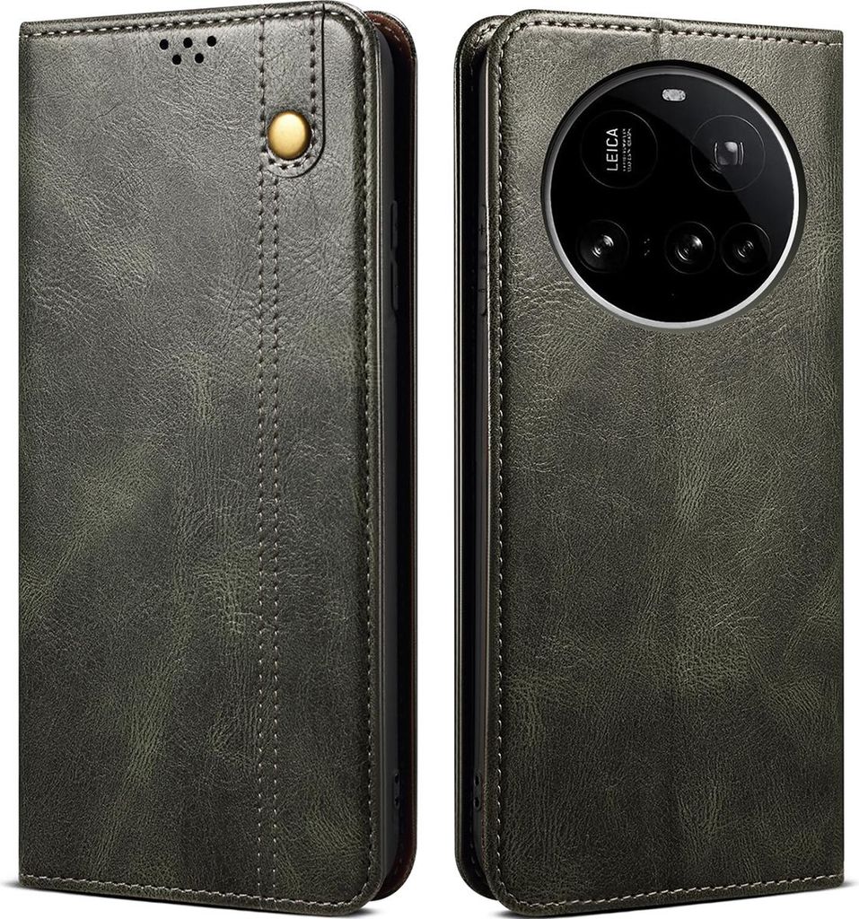 Hülle für Xiaomi 15 Ultra Leder Brieftasche Schutzhülle mit Standfunktion Grün