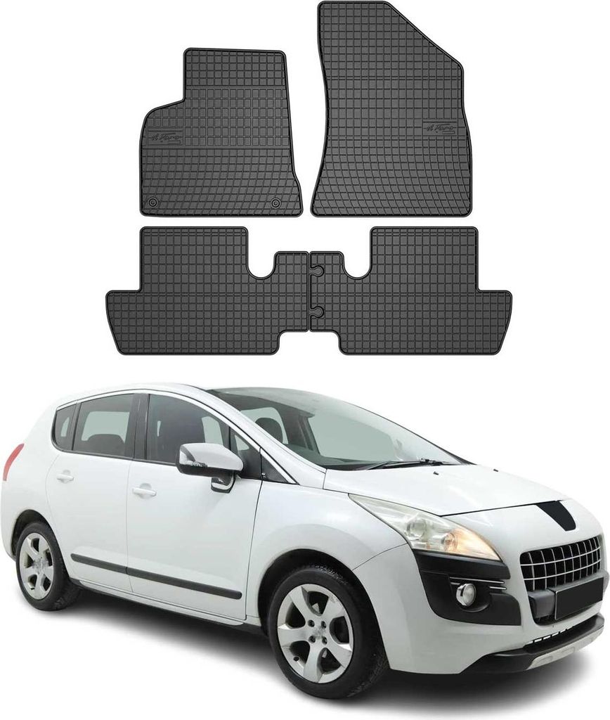 2009-2016 Peugeot 3008 tappetini in gomma nero 4 pz Immagine del prodotto 