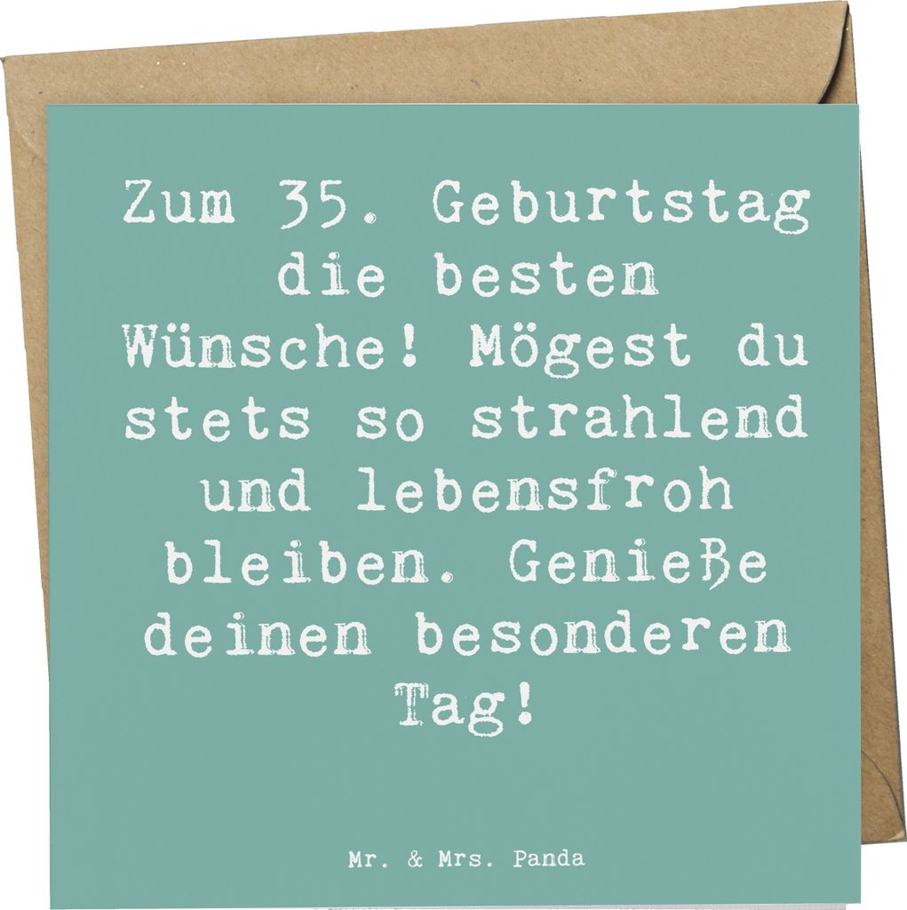 Mr. & Mrs. Panda Grußkarte Spruch 35. Geburtstag Glückwünsche - Meeresbrise - Geschenk, lebensfroh, herzliche Geburtstagswünsche, Glückwunsch,...