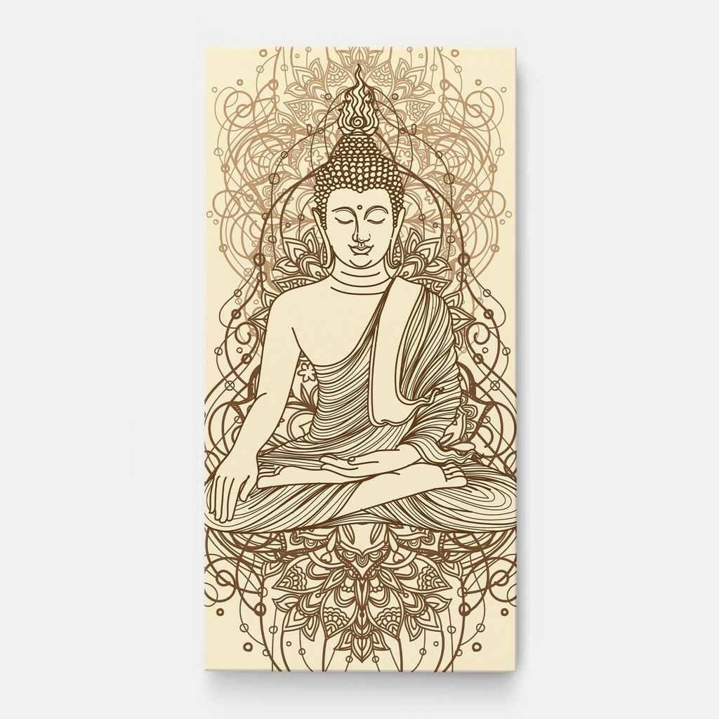 ARTHUB Leinwandbild 60x120 cm, Brown Line Buddha | Wohnzimmerdekoration, Hängende Bilder, Wanddekoration, Heimdekoration, Moderne, Buddha