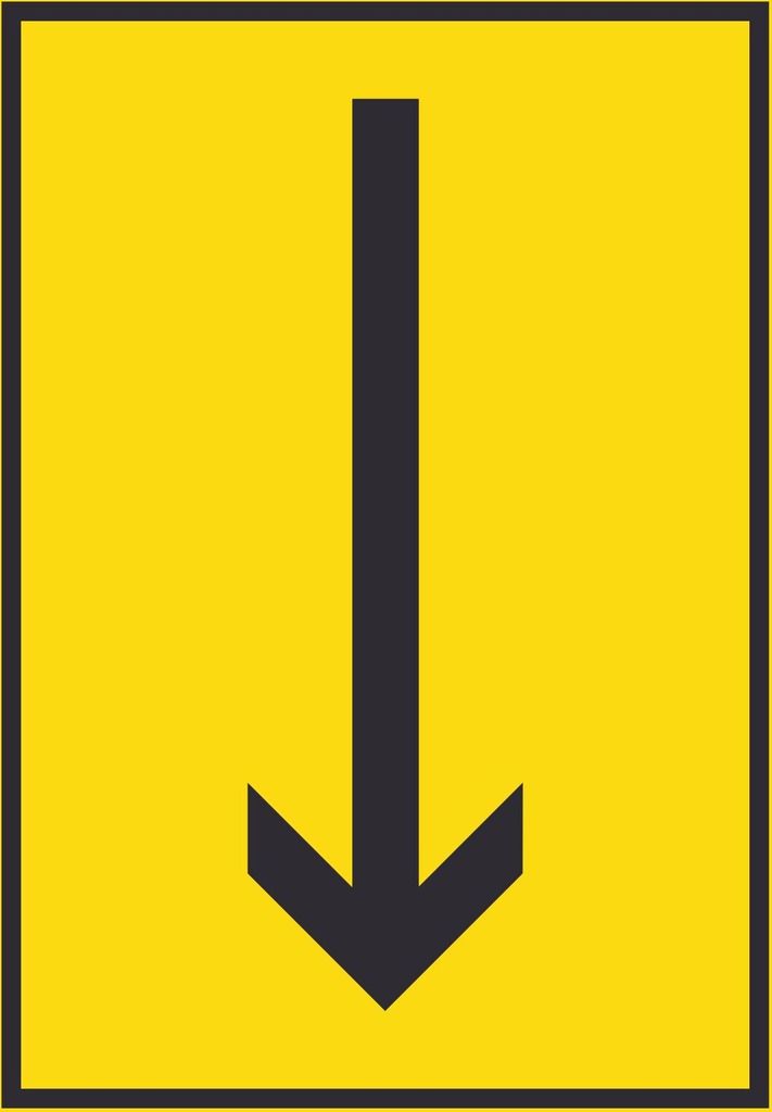Richtungspfeil runter Schild hochkant schwarz gelb Pfeil A1 (594x841mm)