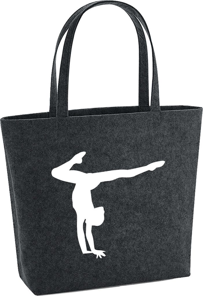 Huuraa Filzshopper Turnen Gymnastik 22 Liter Charcoal Melange Filztasche Geschenkidee
