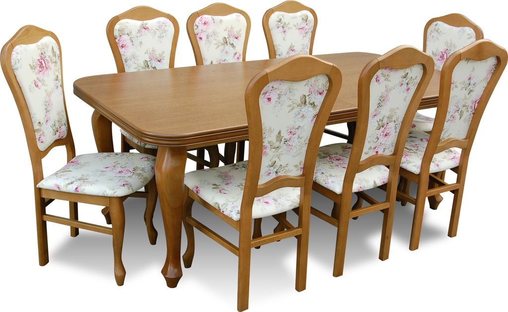 Klassische Designer Esszimmer Garnitur Holz Tisch + 8 Stühle Stuhl Garnitur Neu