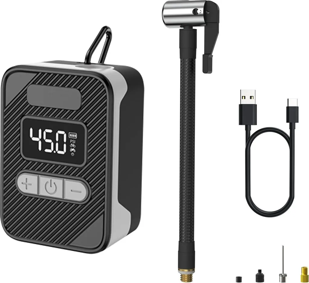 INF Gonfiatore Elettrico Cordless Smart - Pompa Aria Auto e Moto Grigia