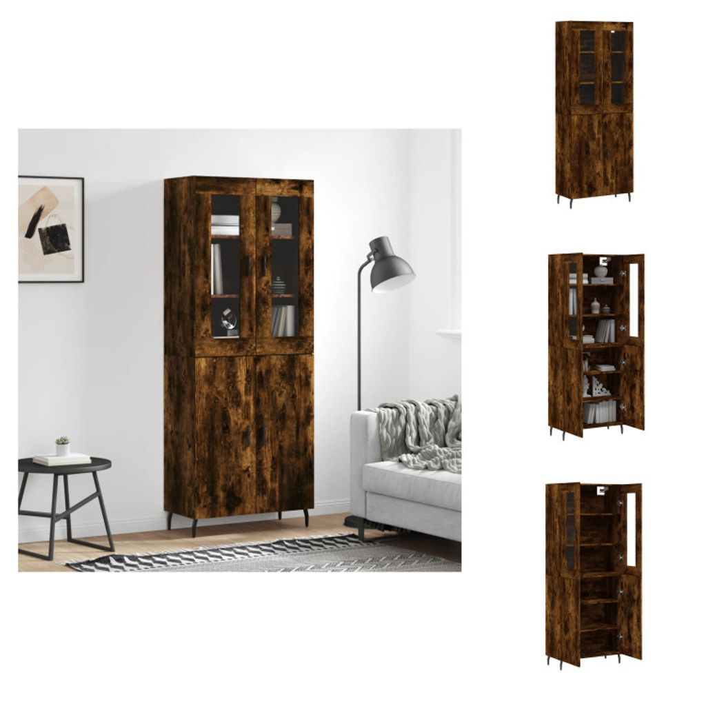 vidaXL Highboard Räuchereiche 69,5x34x180 cm Holzwerkstoff - Sideboards