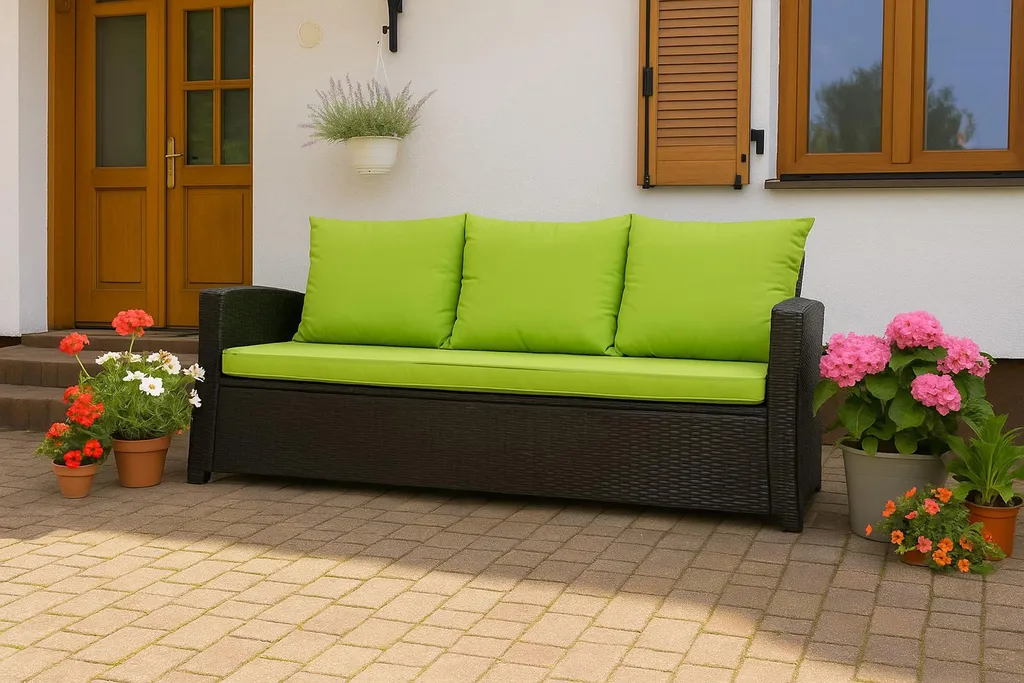 Set 3 Cuscini Outdoor Lime per Polyrattan 2 Posti - 112x50x7 cm - 7
