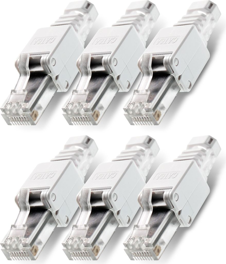 6x Netzwerkstecker CAT6A RJ45 Werkzeuglose Montage CAT7 Produktbild 