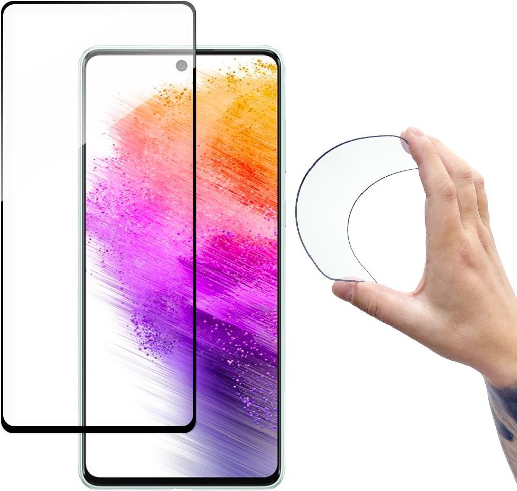 Wozinsky Voll Abdeckung Flexi Nano Glas Film Gehärtetes Glas Mit Rahmen Samsung Galaxy A73 Schwarz