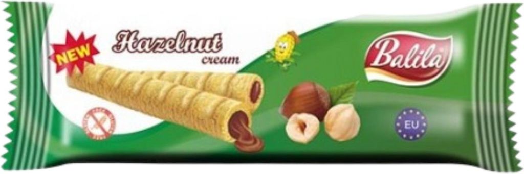 Maisröllchen mit Haselnusscreme, glutenfrei, 18 g – BALILA Produktbild 