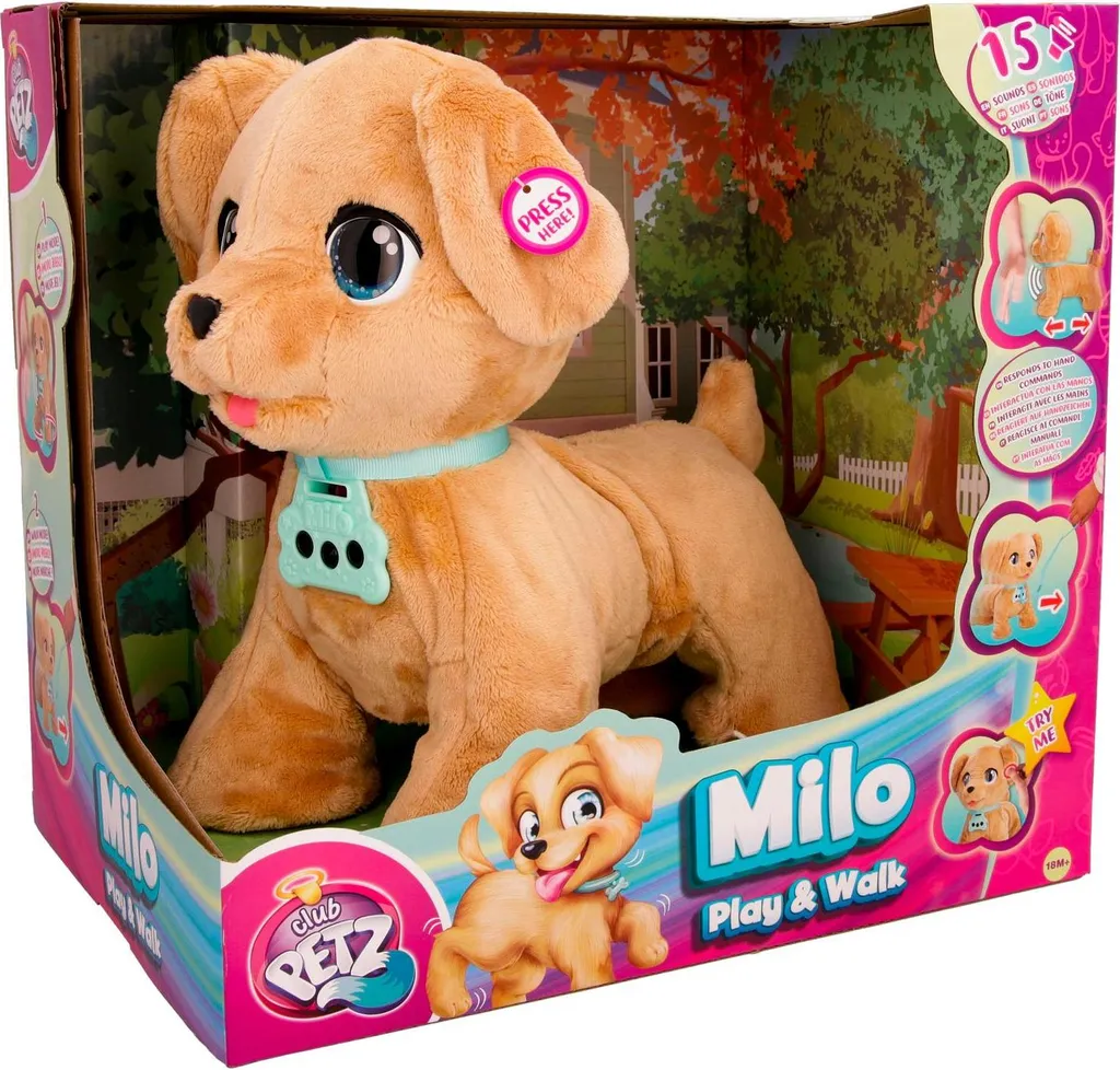 Club Petz Milo le Chien en Peluche Interactive qui Marche et Aboie