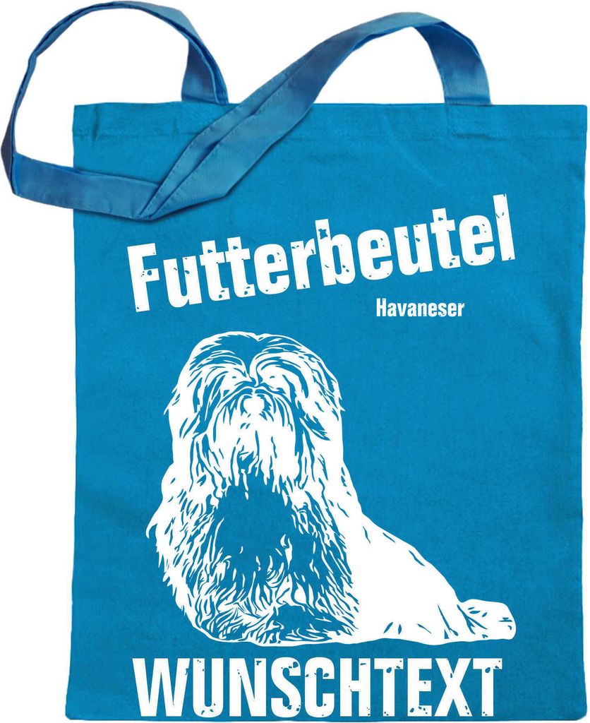 Kiwistar Futterbeutel - Havaneser - Einkaufsbeutel Wunschtext mit Motiv Hund - Jutebeutel bedruckt - Tragetasche Stoffbeutel Umhängetasche Langer ...