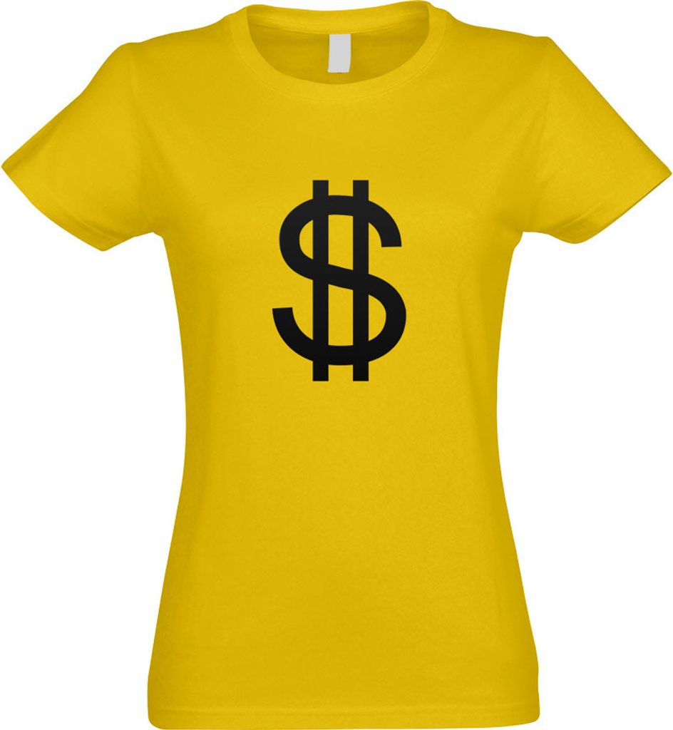 Kiwistar - T-Shirt tailliert - Damen - gelb - Dollarzeichen - Dollar Zeichen - mit Motiv Bedruckt - Funshirt Design - Sport - Freizeit - Damen - M