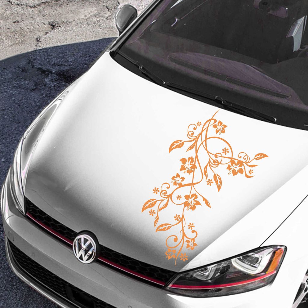 Aufkleber - Autoaufkleber "Blumenranke Eva" 115cm x 80cm orange - Tuning Carystyling Heckscheibe Auto