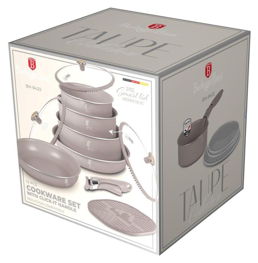 A product box for a cookware set, showing the contents and branding.