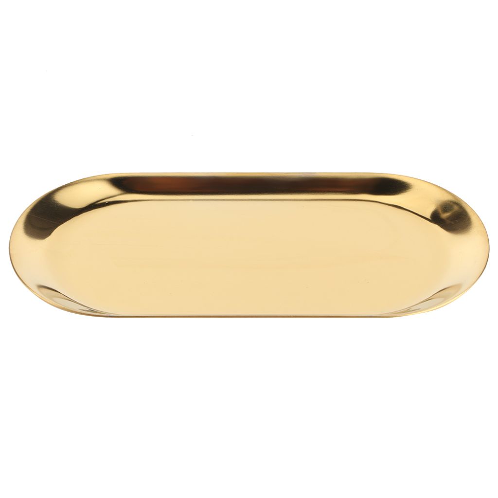 5pcs Edelstahl Oval geformt Handtuch Tray Kosmetik Schmuck Storage Tray Dish Platte OrganizerGold