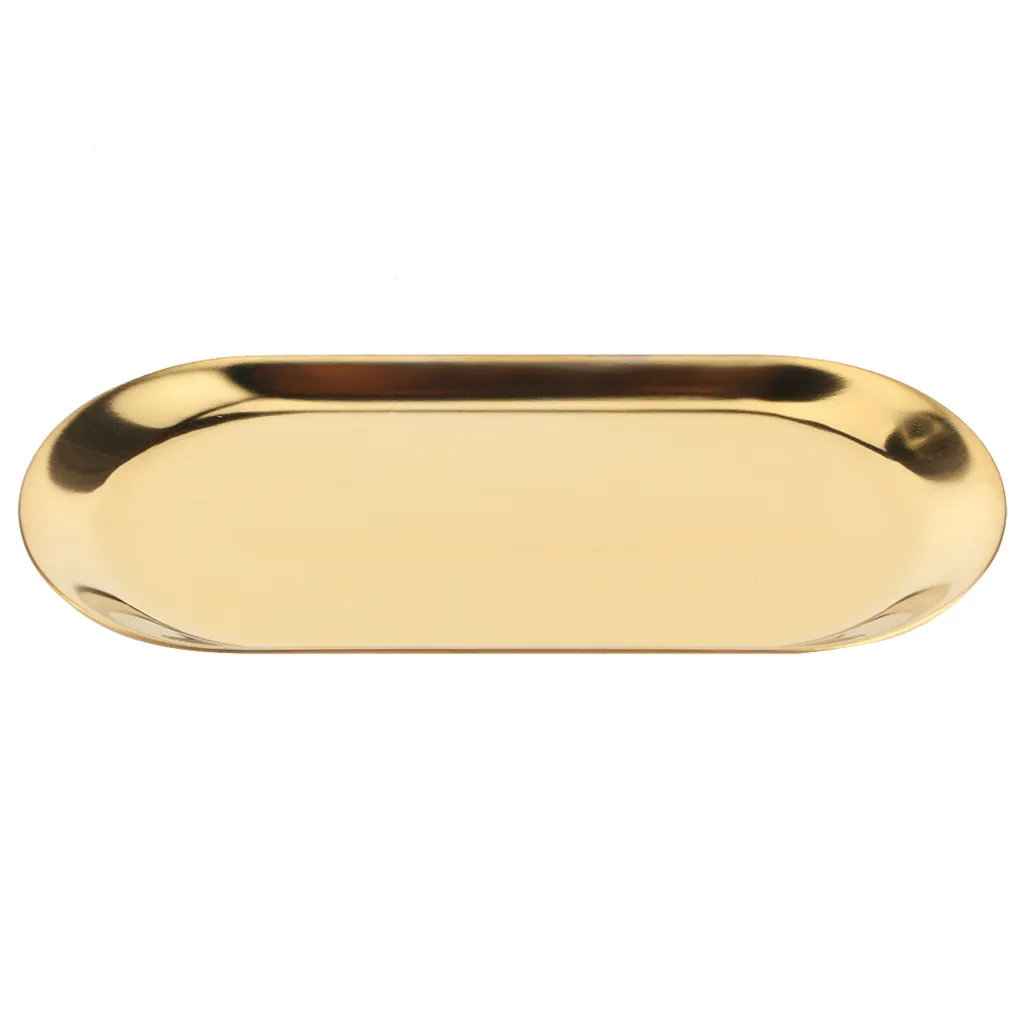 Plateau Vide-poches Doré pour Entrée et Chambre en Inox Ovale - 5 Unités