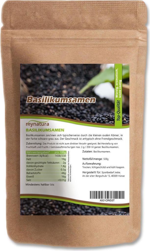 Mynatura Basilikumsamen - ab 500g - 2 Beutel (2x500g) Produktbild 
