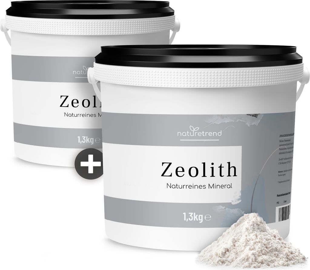 naturetrend Zeolith Pulver 2 x 1,3kg - Naturrein mit 94% in - Extra fein gemahlen, Reines & naturbelassenes Vulkangestein, 2er Set