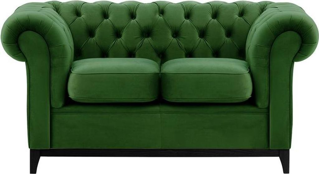 Zweisitzer-Sofa Chesterfield Wood-Velluto 10-black