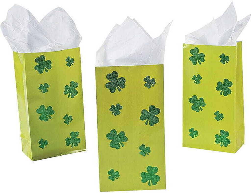 St. Patrick Day Papiertüten mit Kleeblatt Motiv 12 St.