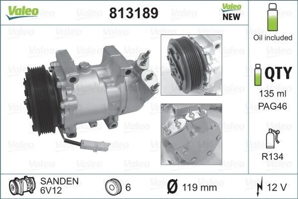 Compresseur de Climatisation pour Peugeot 206 SW 206 CC et 206 Plus