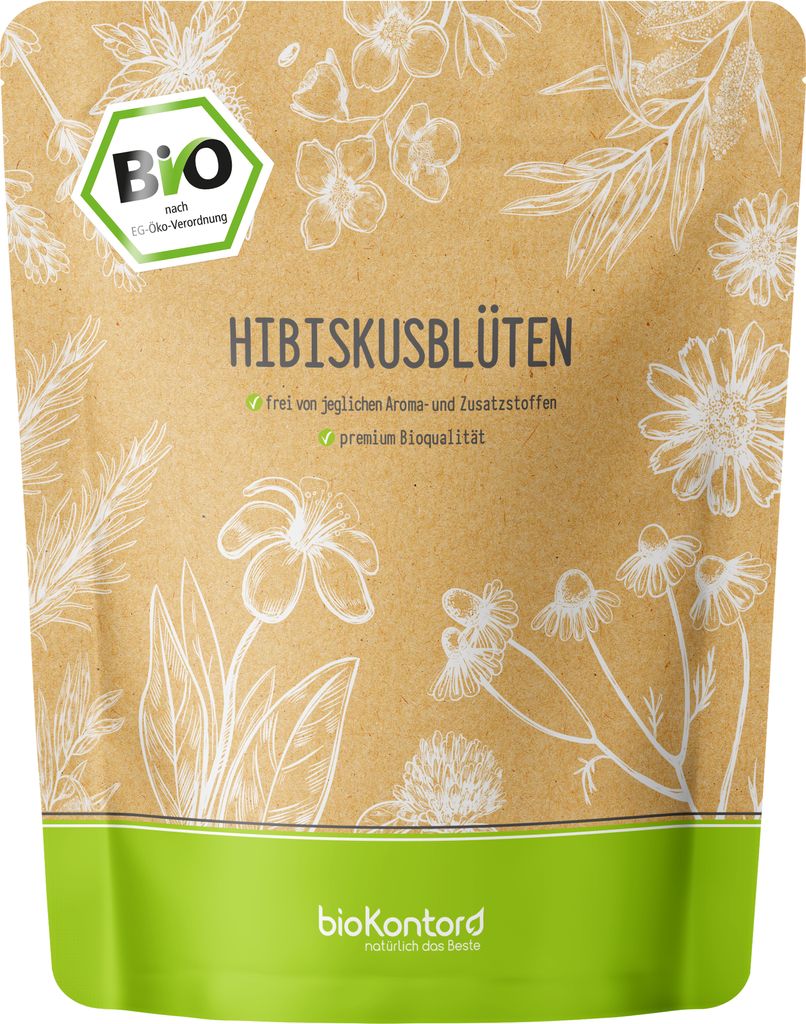 Hibiskusblüten ganz und getrocknet 250 g I 100% natürlich von bioKontor aus biologischem Anbau