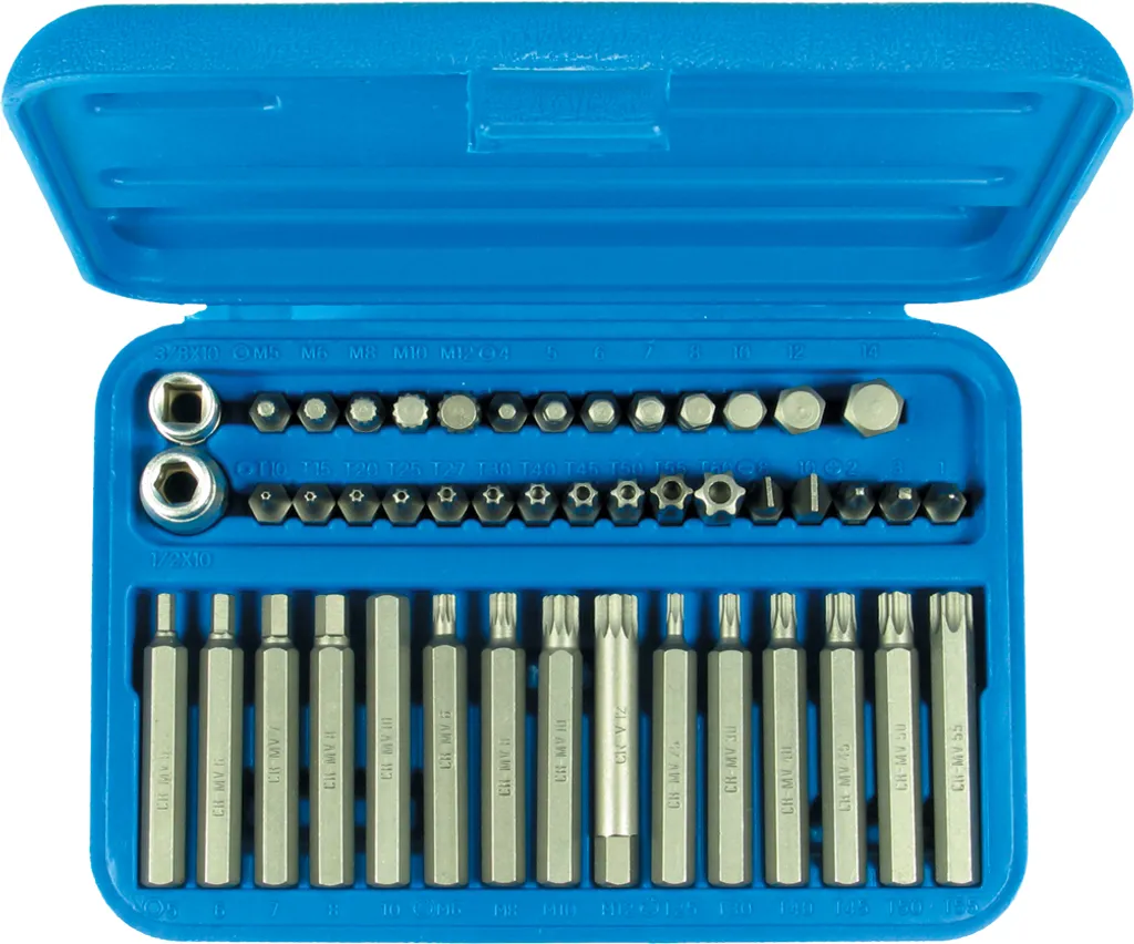Jeu d'embouts de tournevis Torx et Vielzahn 46 pièces chrome vanadium