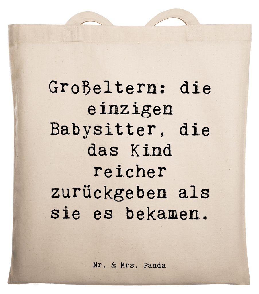 Mr. & Mrs. Panda Beutel Spruch Großeltern Babysitter - Transparent - Geschenk, Enkelkinder, Tasche, Tote Bag, Geschenke, Geschenkideen, Laptoptasc...