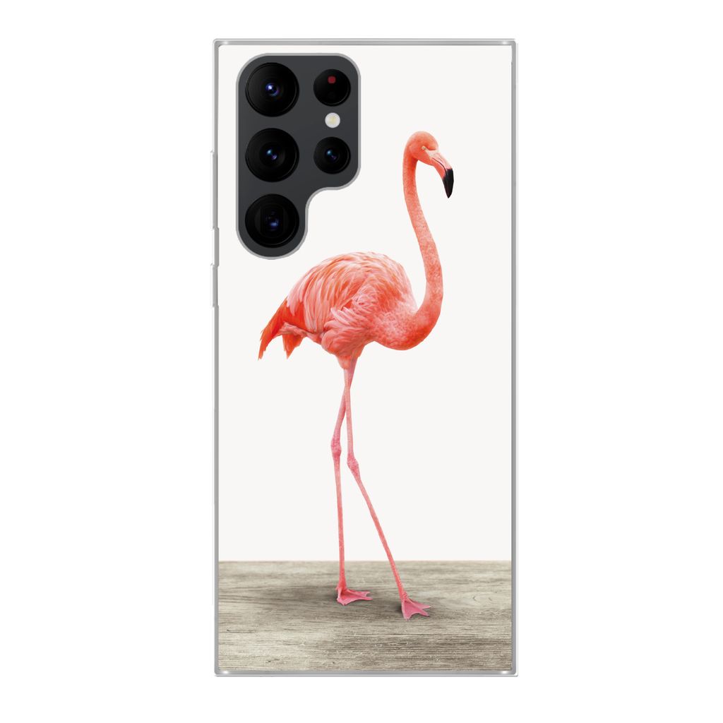MuchoWow Handyhülle Schutzhülle Hülle für Samsung Galaxy S22 Ultra Flamingo - Rosa - Vogel - Mädchen - Jungen - Kind Silikon Softcase Handy ...