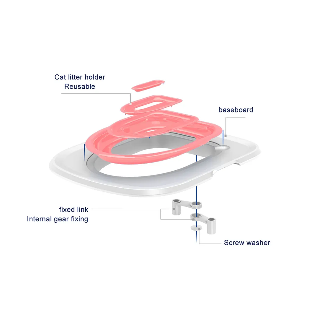 Trainer WC Gatto Riutilizzabile | Kit Sostenibile Bianco e Rosa 40cm - 9