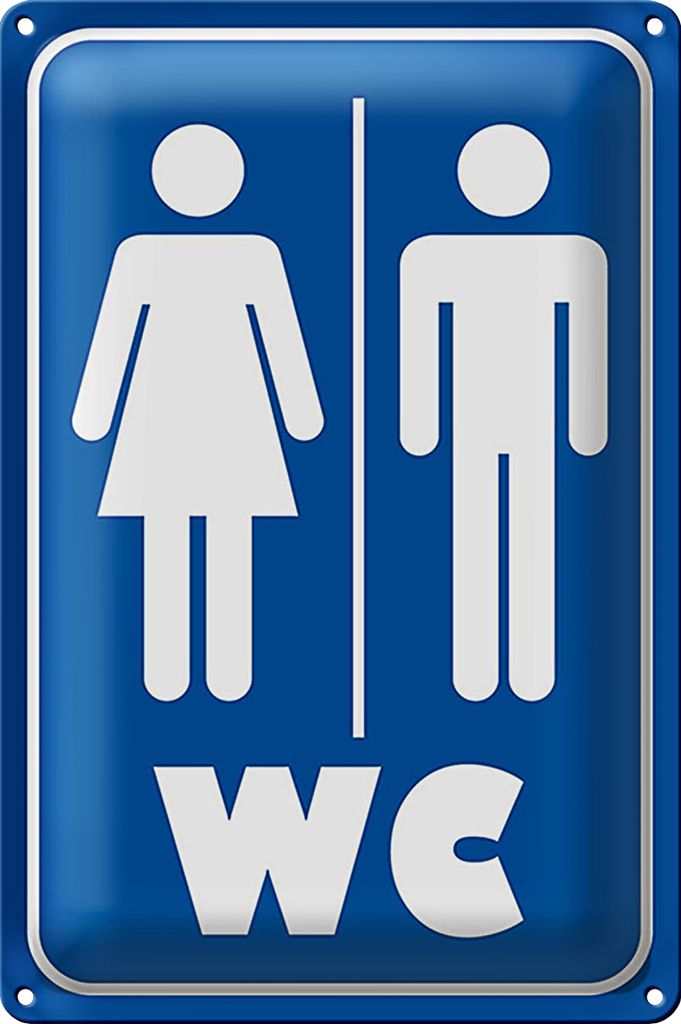 Blechschild Hinweis 40x30cm WC Piktogramm Toilette Wanddeko