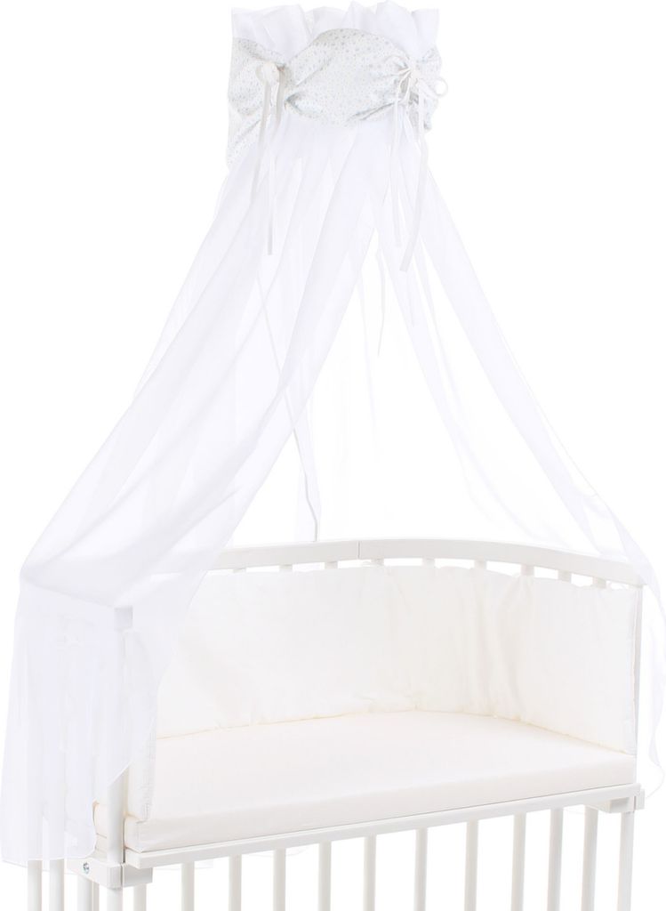 babybay Himmel Organic Baumwolle mit Schleife passend für alle Modelle, weiß Glitzersterne diamantblau